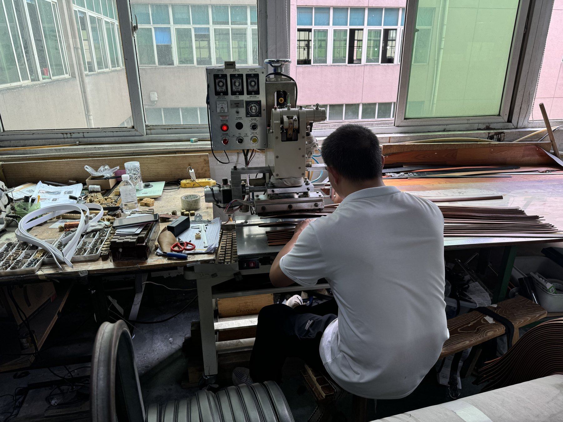 Belt stitching and workshop process detail